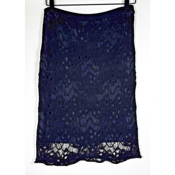 Eileen Fisher Dresses & Skirts - Eileen Fisher Skirt Womens Small Lace Knit Pull On Stretch Midi Viscose Nylon